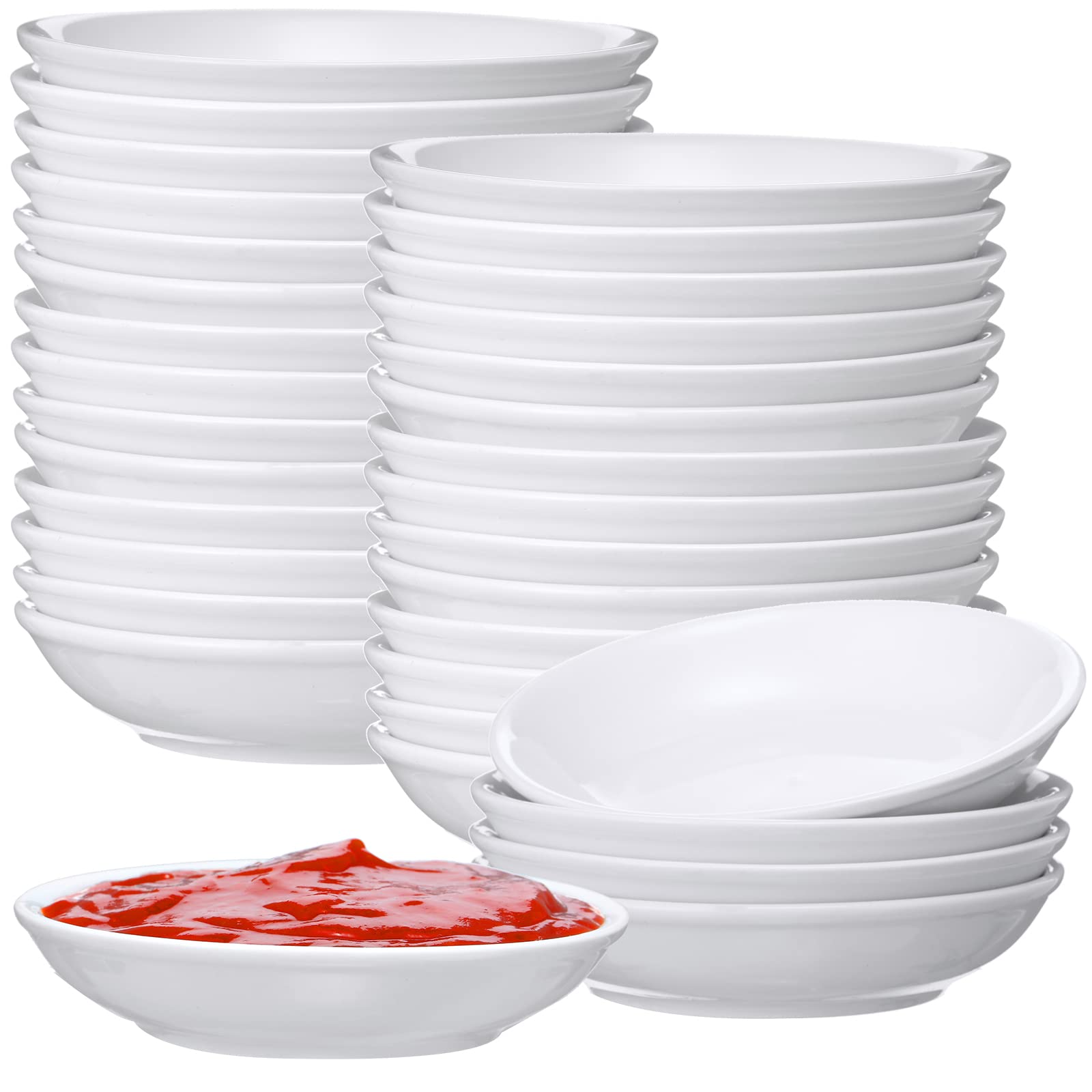Gerrii 50 Pcs White Ceramic Dipping Bowls set 3 oz capacity