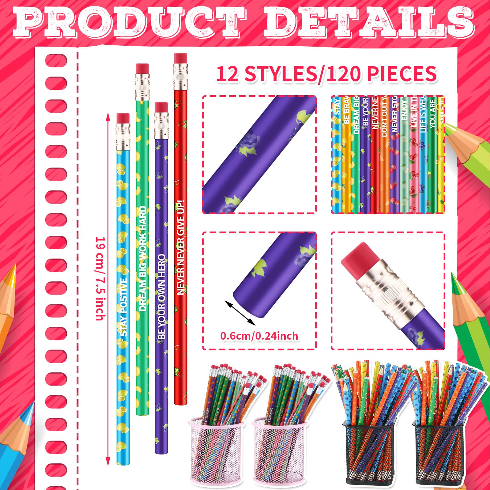 Gersoniel scented pencils bulk for kids 12 styles