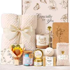 Get Well Soon Gifts for Women basket with flannel blanket