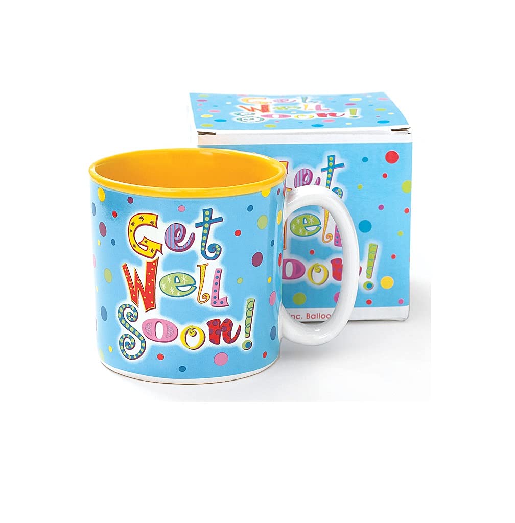 Get Well Soon coffee mug in gift box ceramic with cheerful message