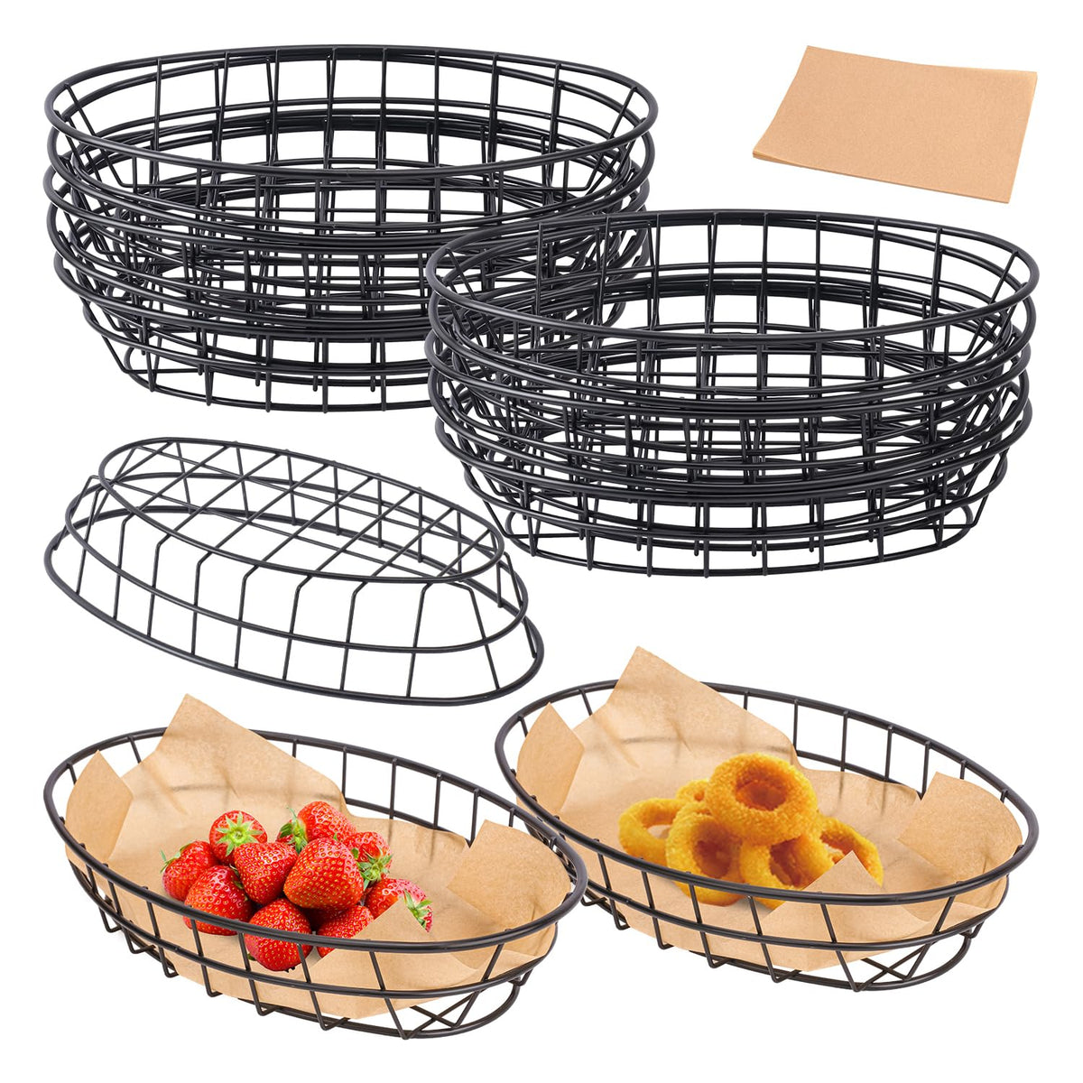 Geytetqi 13 pack black wire bread basket on countertop