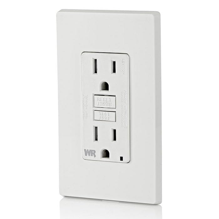 Weather resistant Leviton GFCI outlet with LED indicator