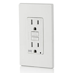 Weather resistant Leviton GFCI outlet with LED indicator