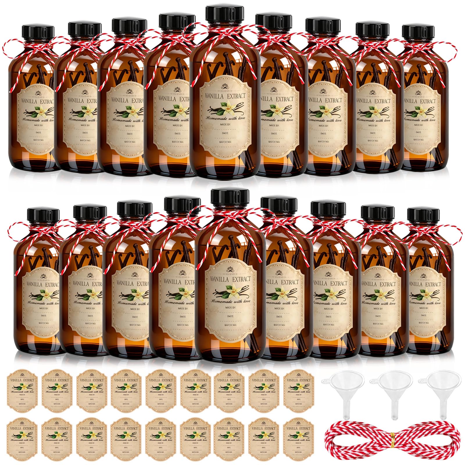 GGOLDMER 18 pack 8oz amber glass Boston round bottles on shelves
