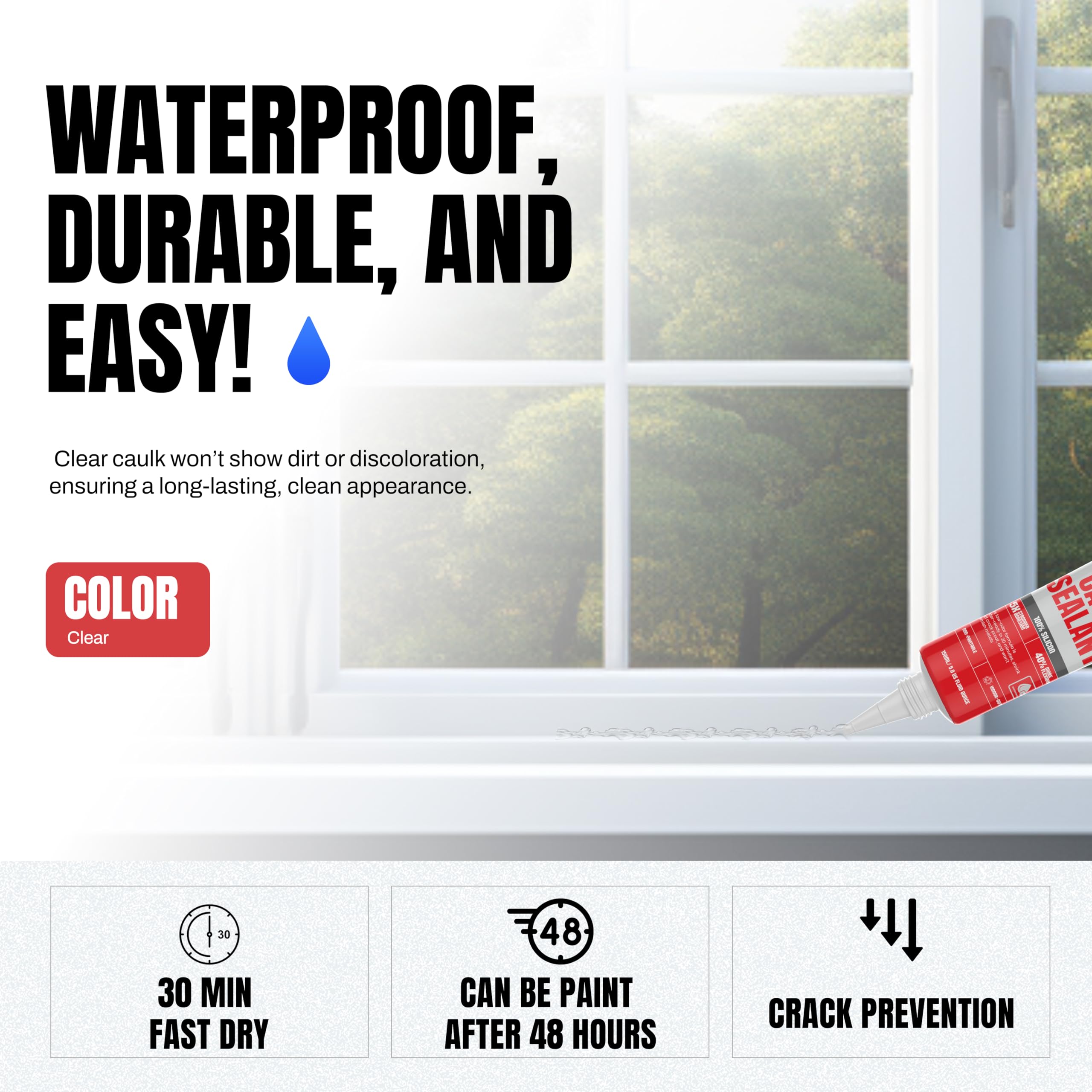 Indoor outdoor compatible silicone sealant for various surfaces