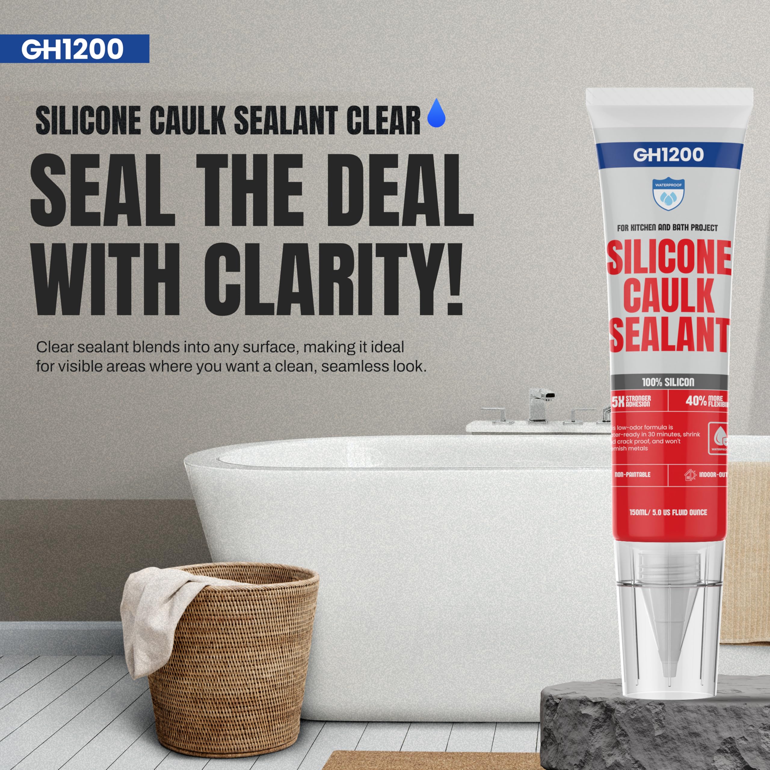 Versatile GH1200 silicone caulk for home repairs
