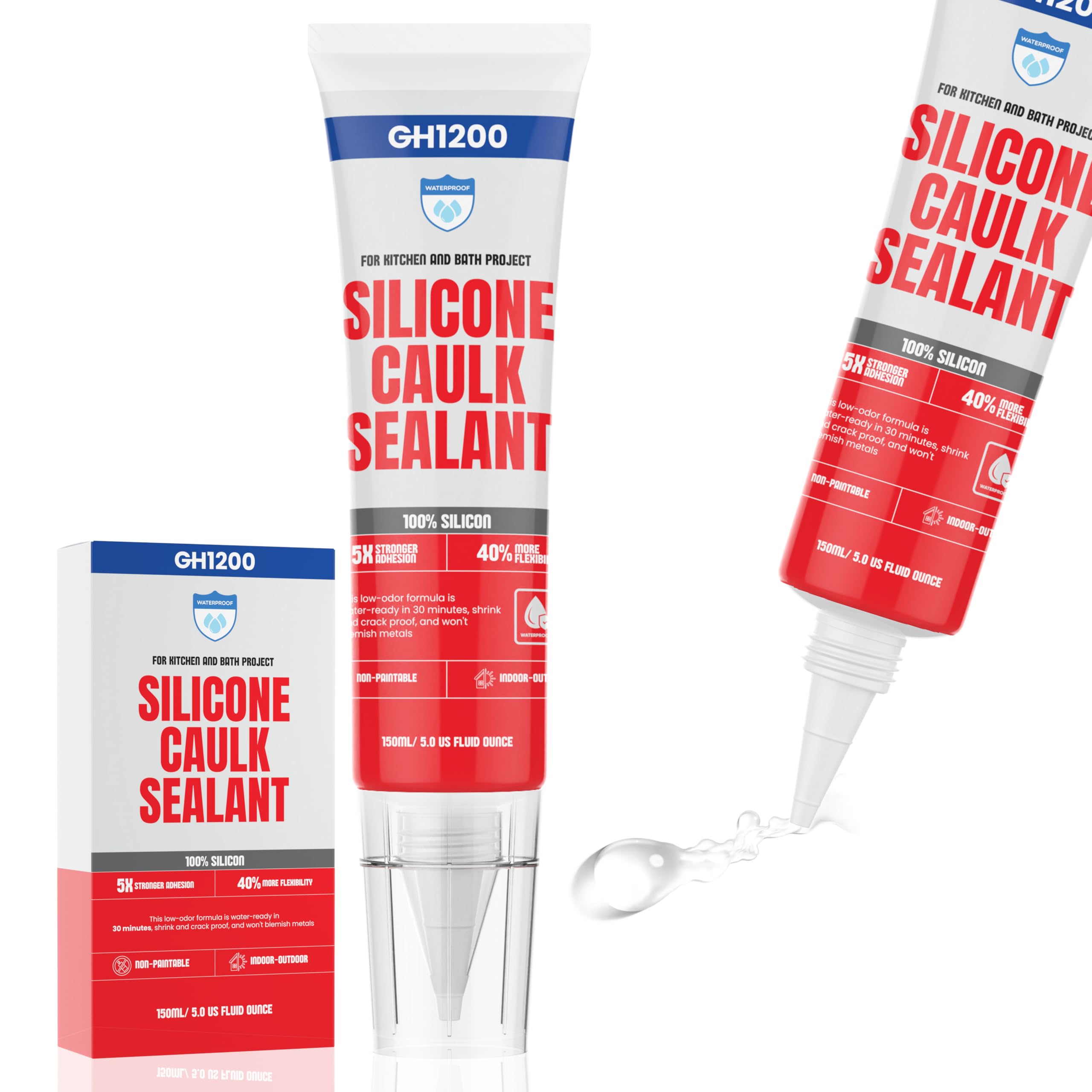GH1200 clear silicone caulk 150ml tube for indoor outdoor use