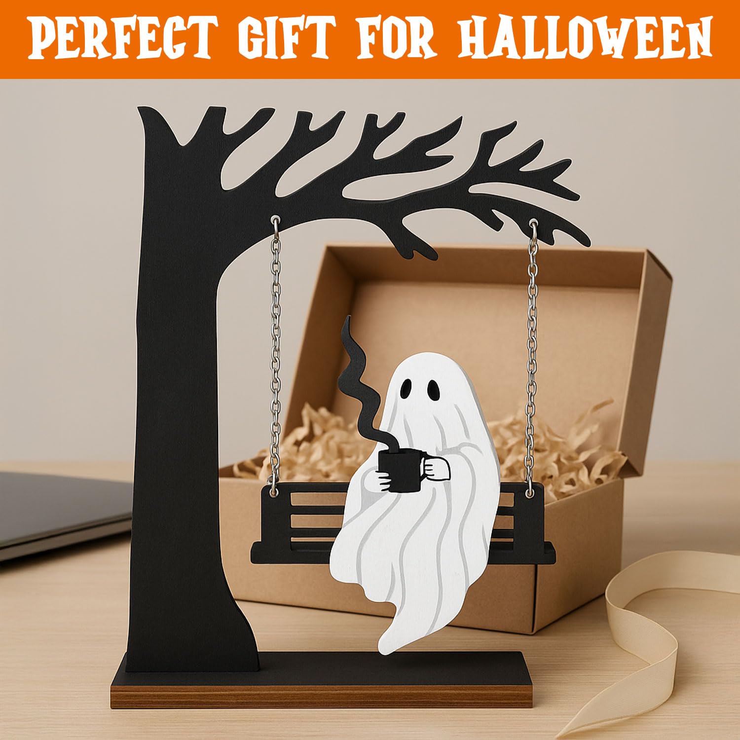 Halloween table decor centerpiece ghost swing ornament gift idea