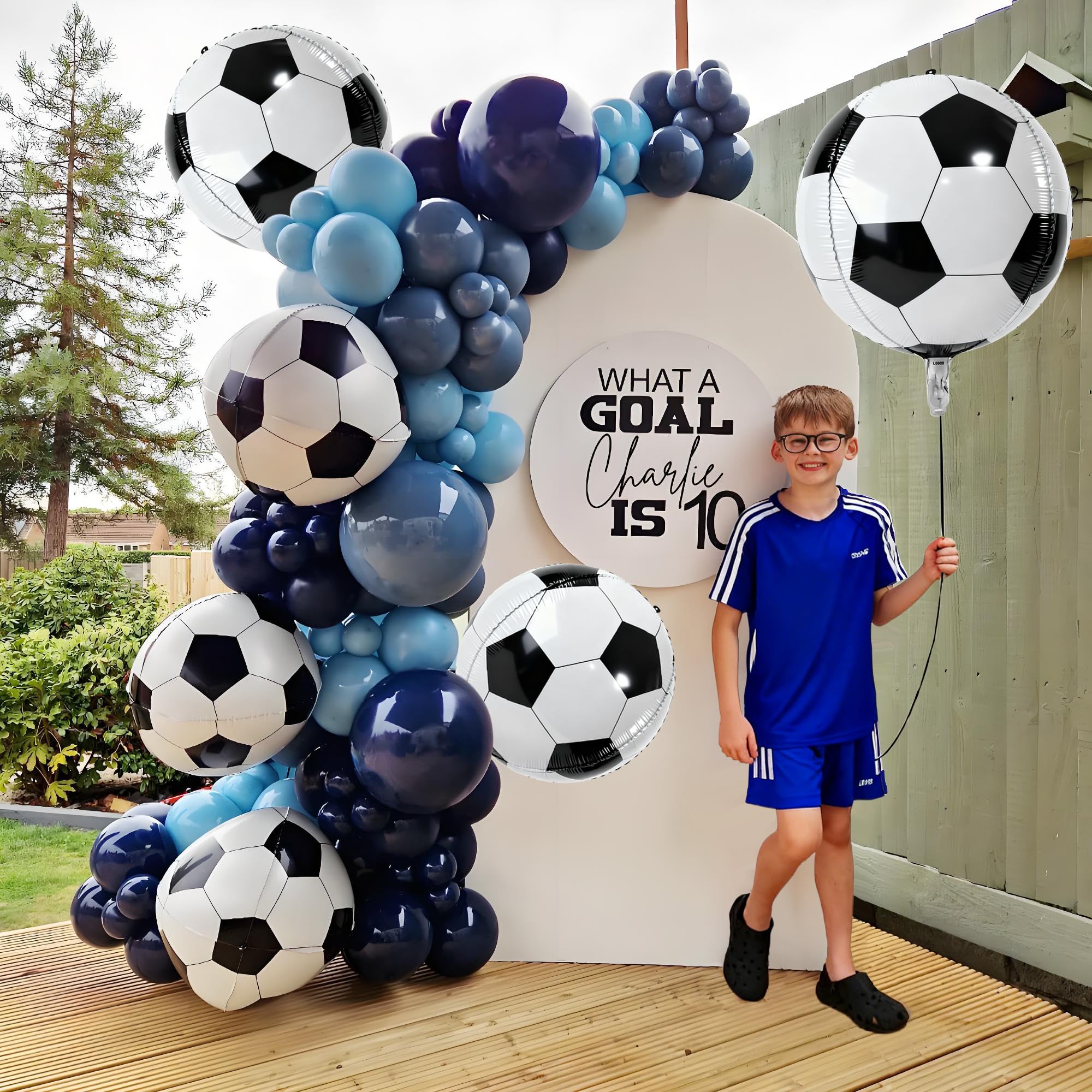 Six 22 inch 4D soccer balloons decorative set