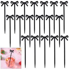 Giantree bow drink stirrers set 60pcs in black plastic