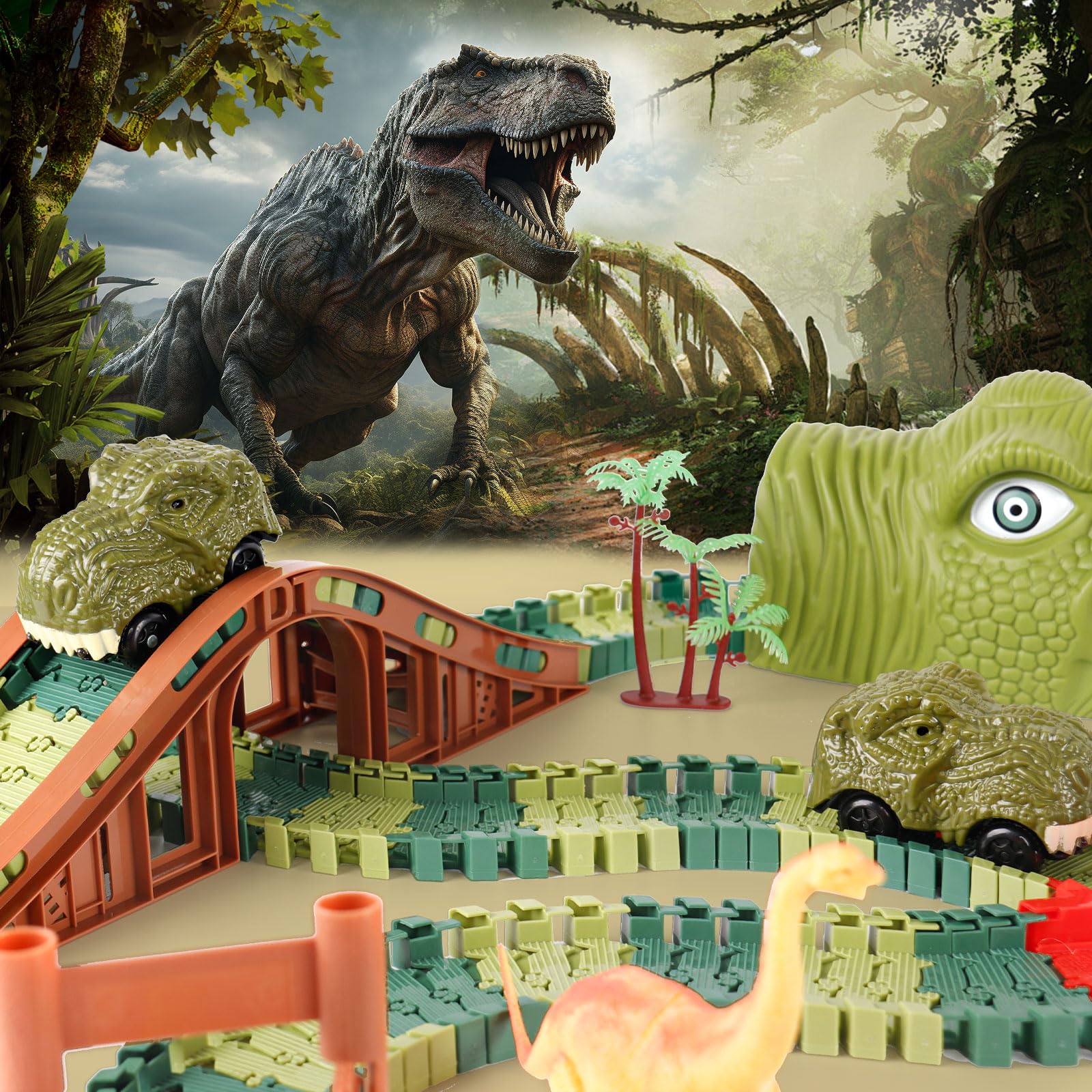 Dinosaur cars and accessories for GIAT track set