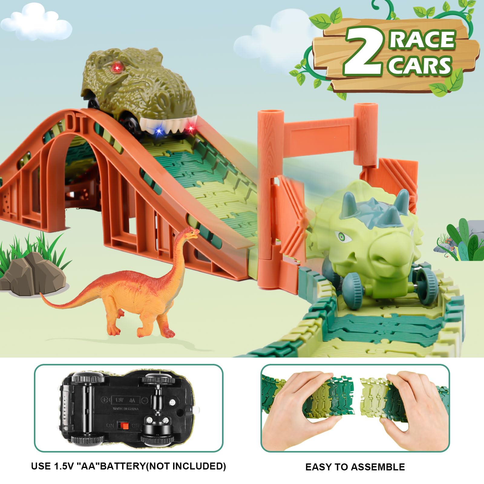 Children playing with GIAT Dinosaur Track Toys ages 3 to 7