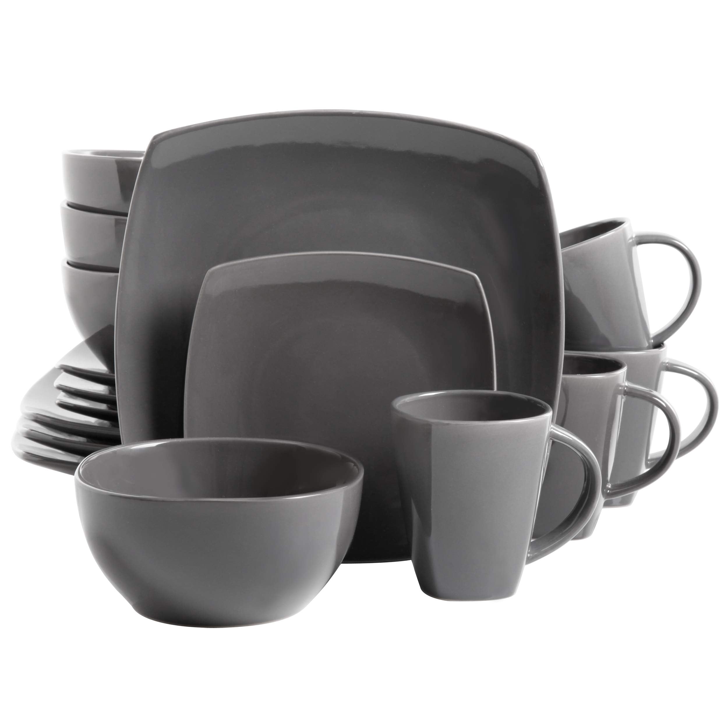 Gibson Soho Lounge square 11-inch dinner plates grey
