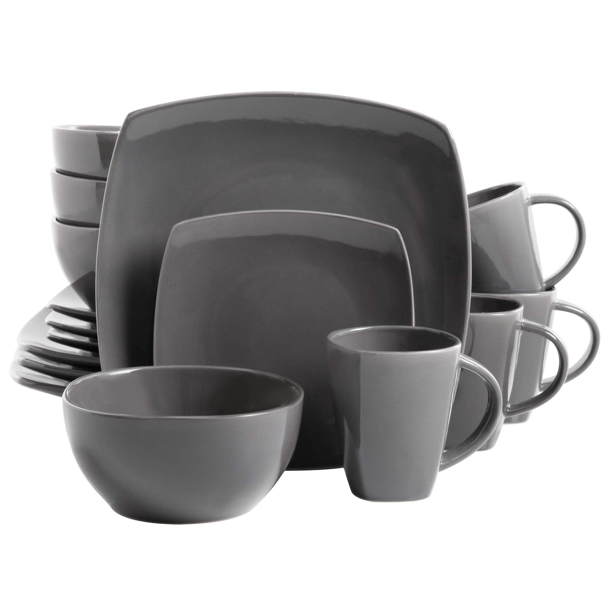 Gibson Soho Lounge square 11-inch dinner plates grey