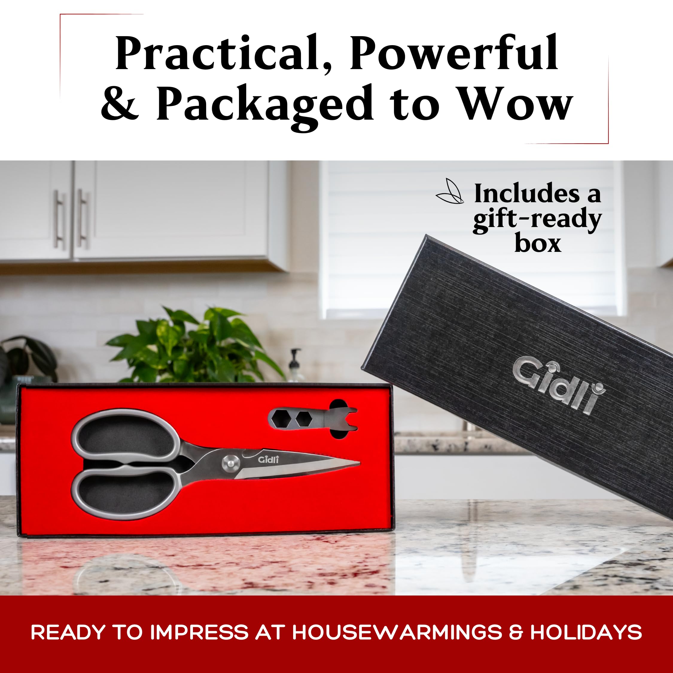 Gidli kitchen scissors with fish scaler feature