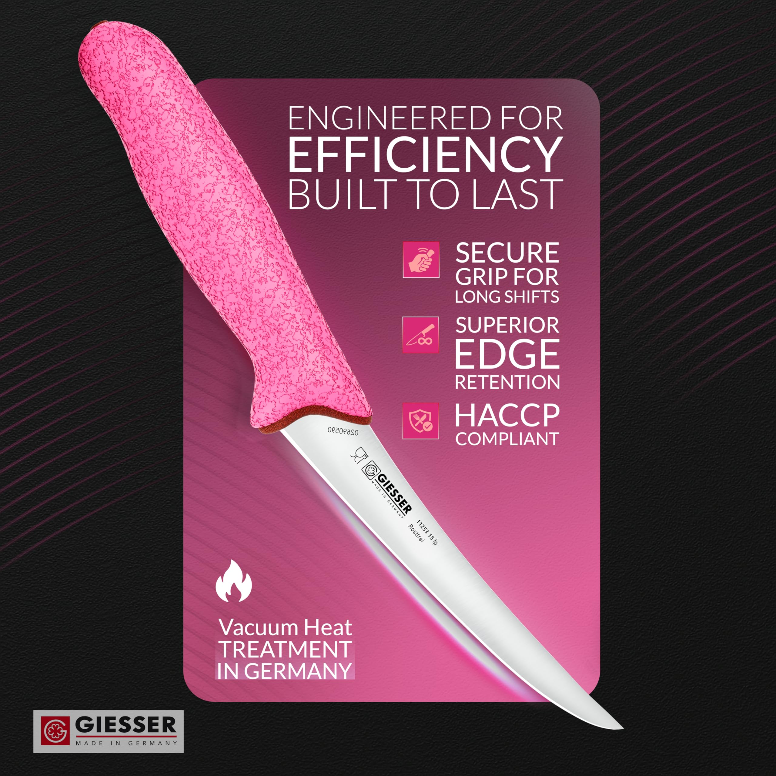 Pink handled Giesser boning knife Funky Pink series