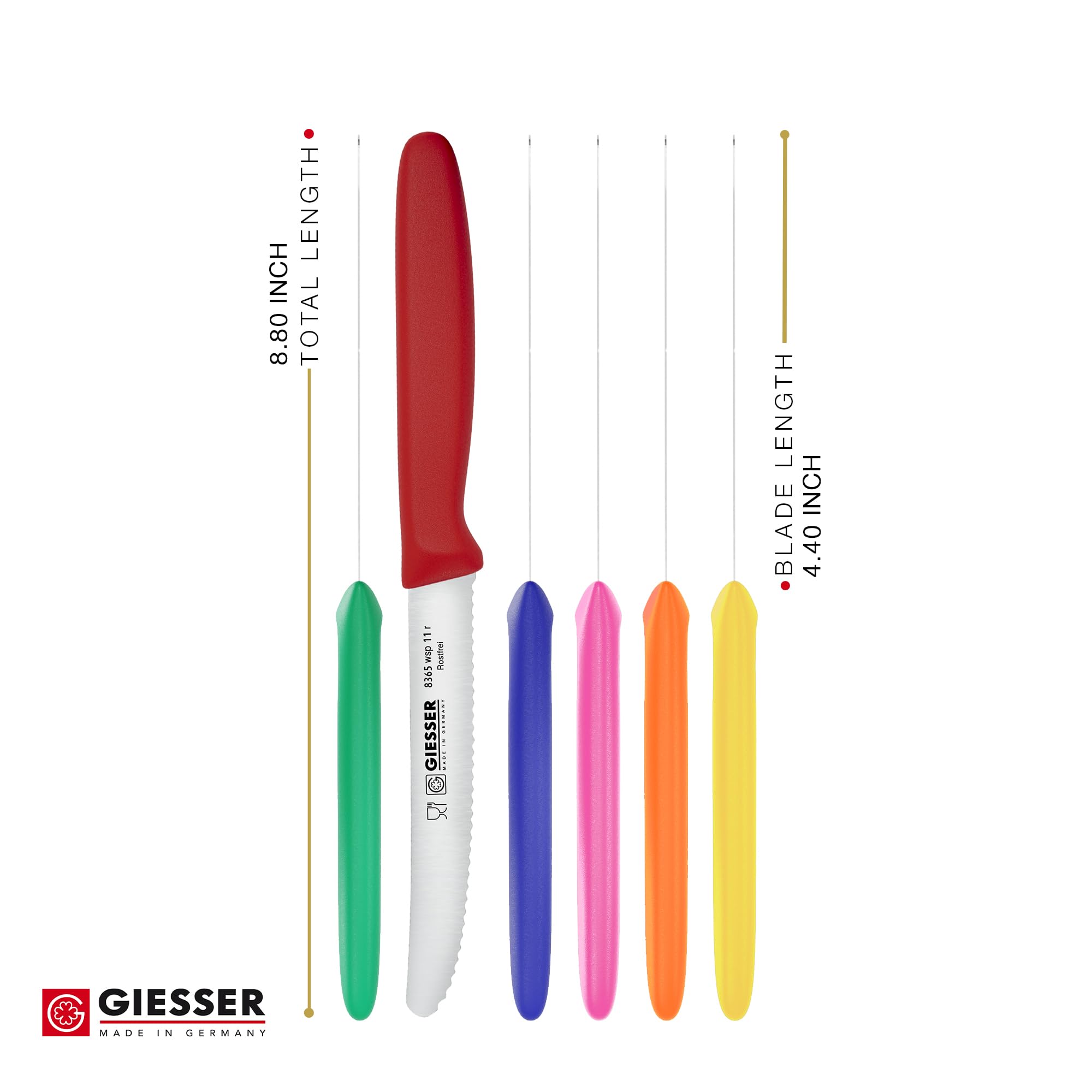 Colorful serrated utility knife round tip design