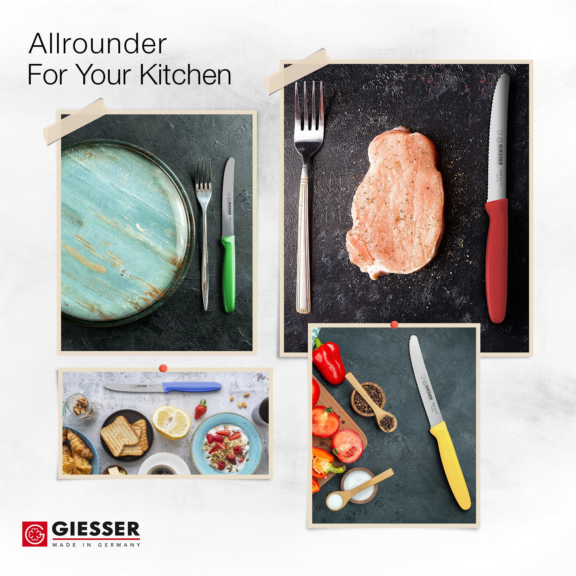 Dishwasher safe kitchen knife with non-slip handle