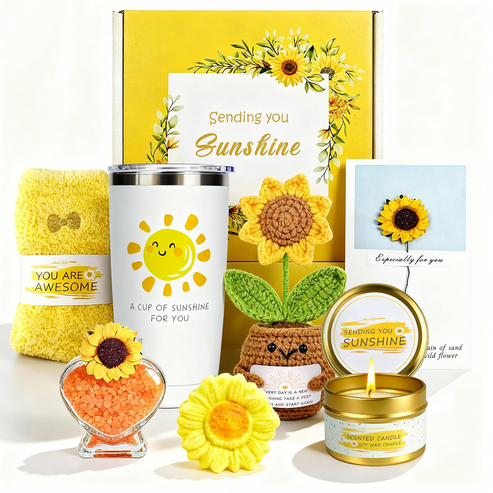 Gift Baskets for Women sunflower themed packaging