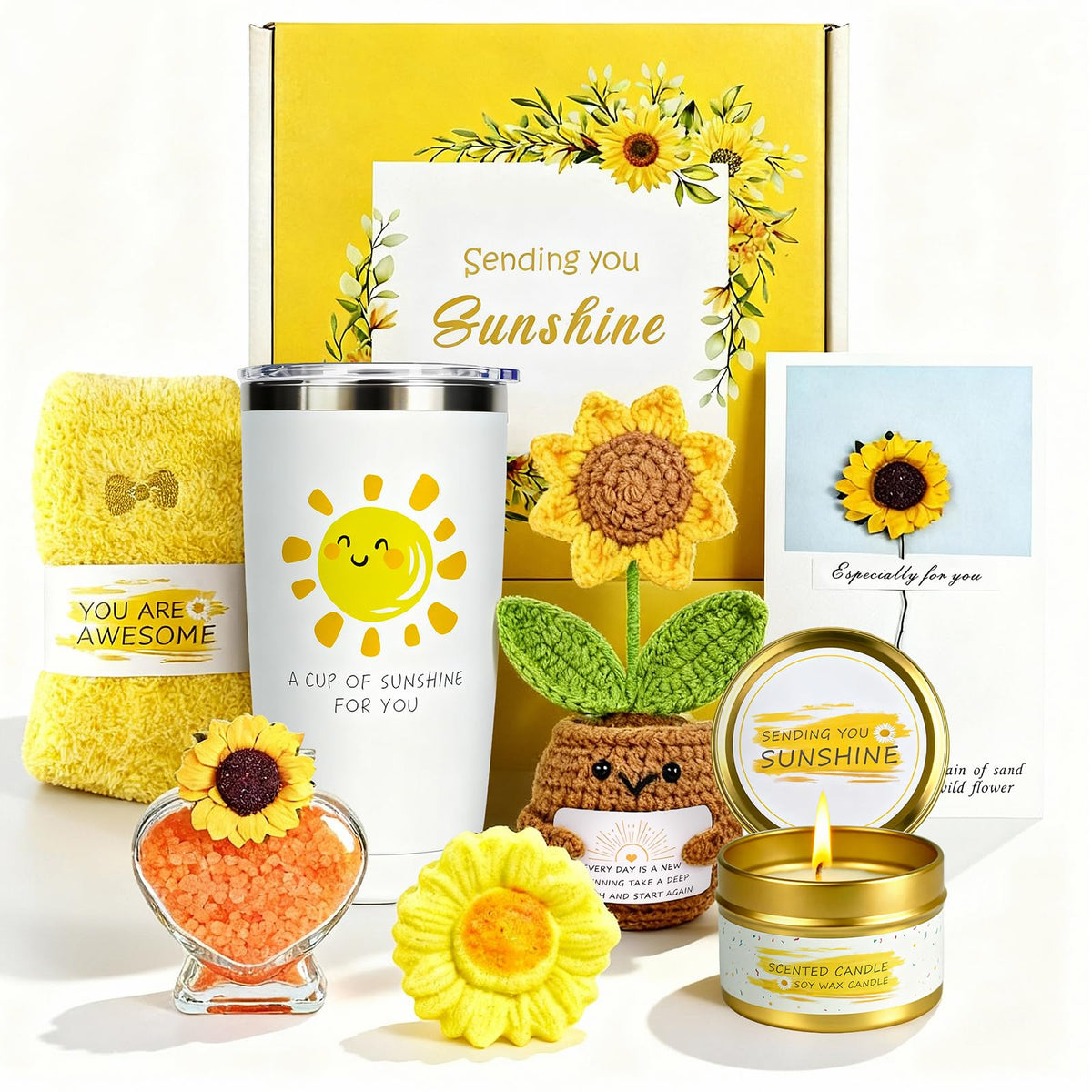 Gift Baskets for Women sunflower themed packaging