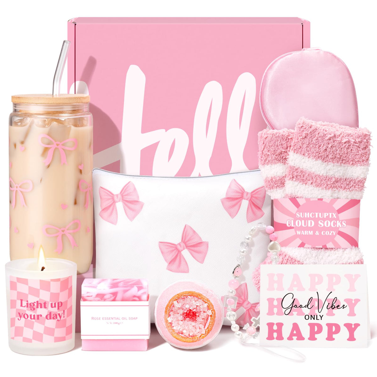 Gift basket for women featuring 9pcs birthday gifts for teenage girls
