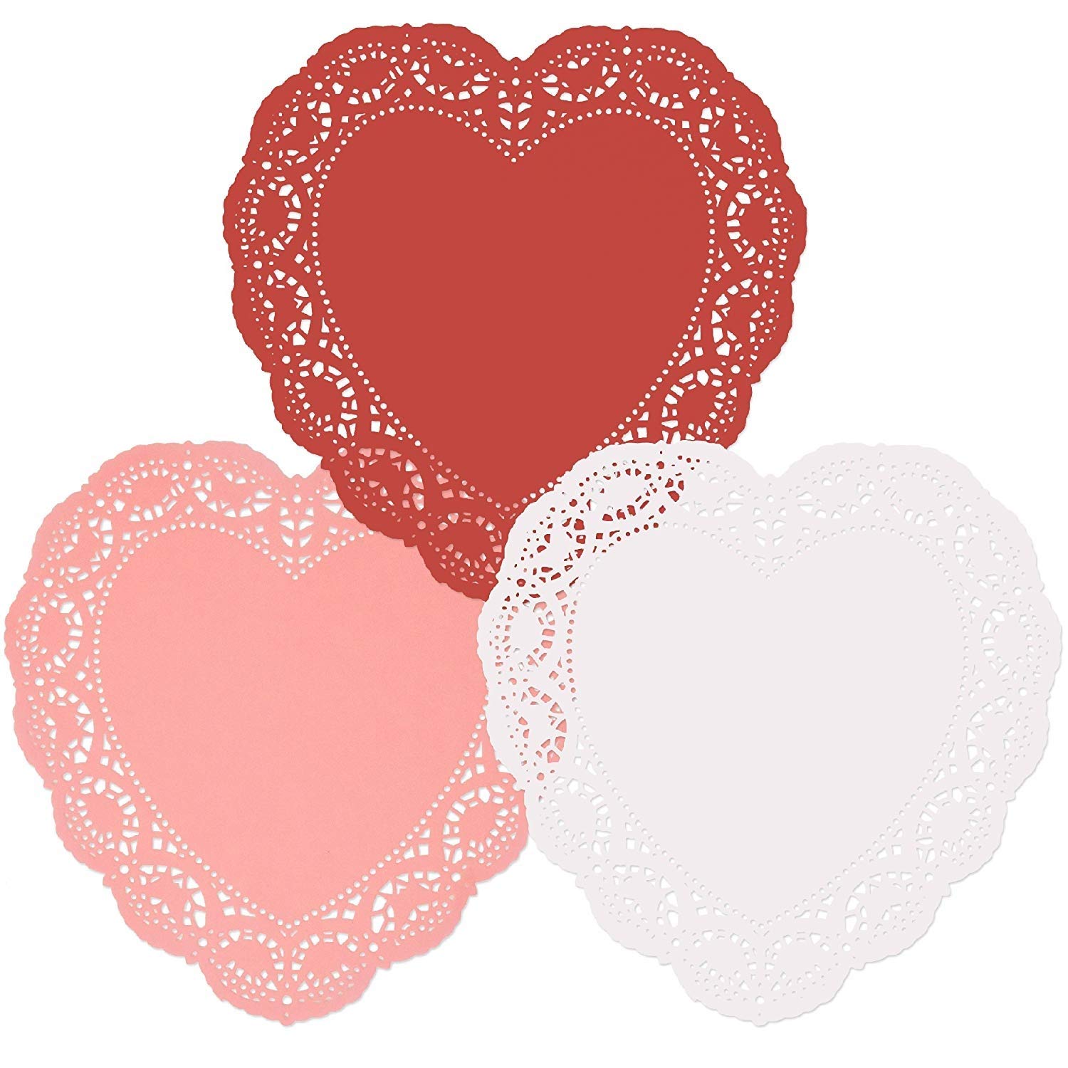 Gift Boutique 96 count heart doilies red pink white Valentine decor