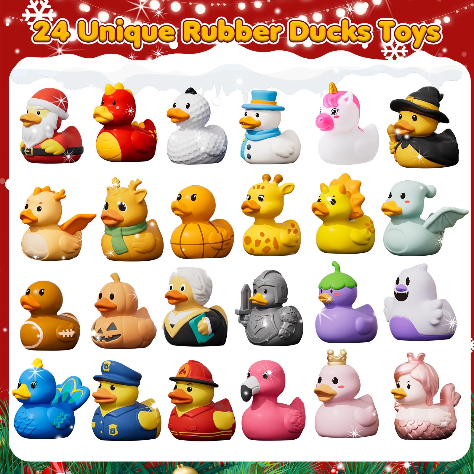 Santa Duck Snowman Duck Unicorn Duck Elf Duck designs in the set