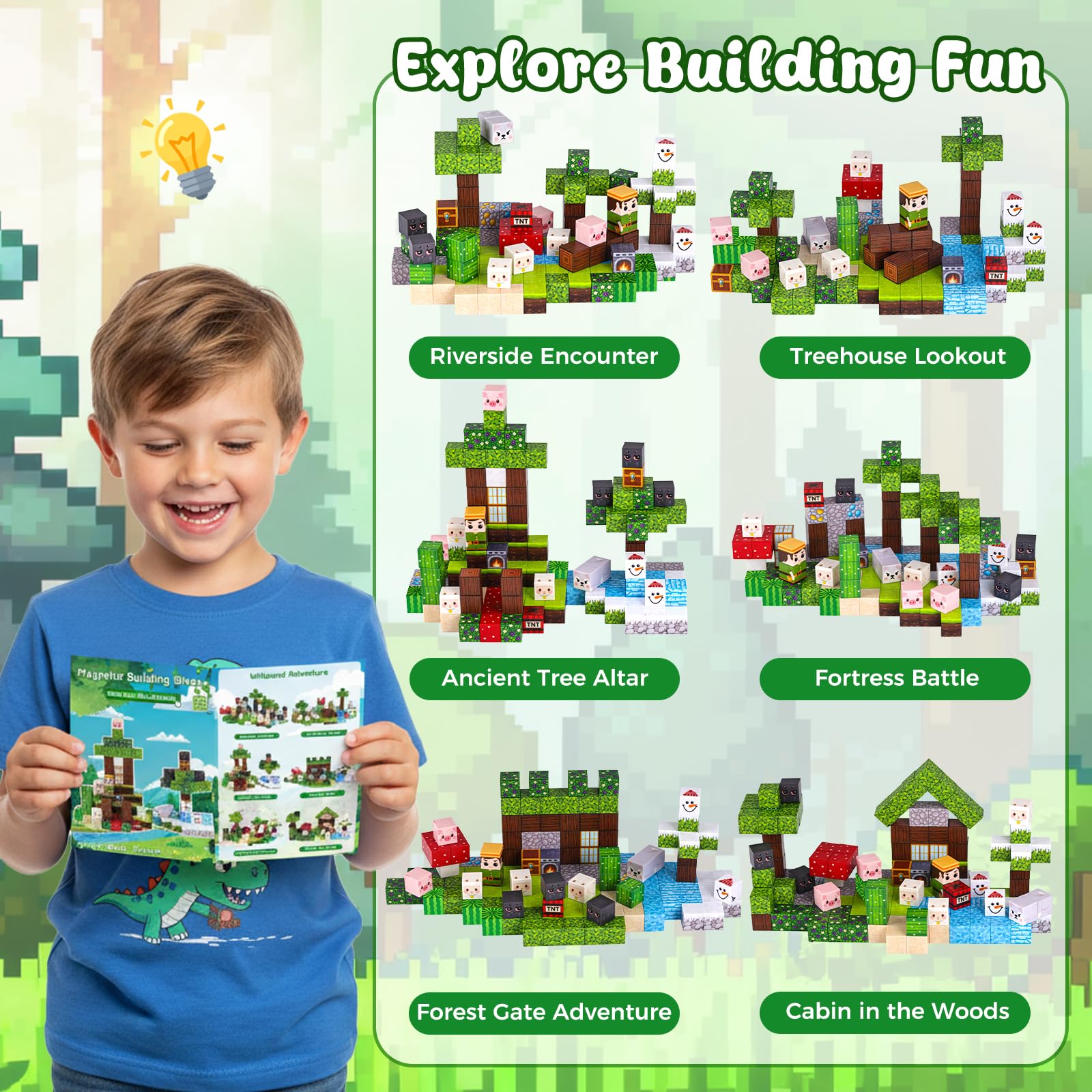 Gift-ready box packaging for forest adventure magnetic blocks