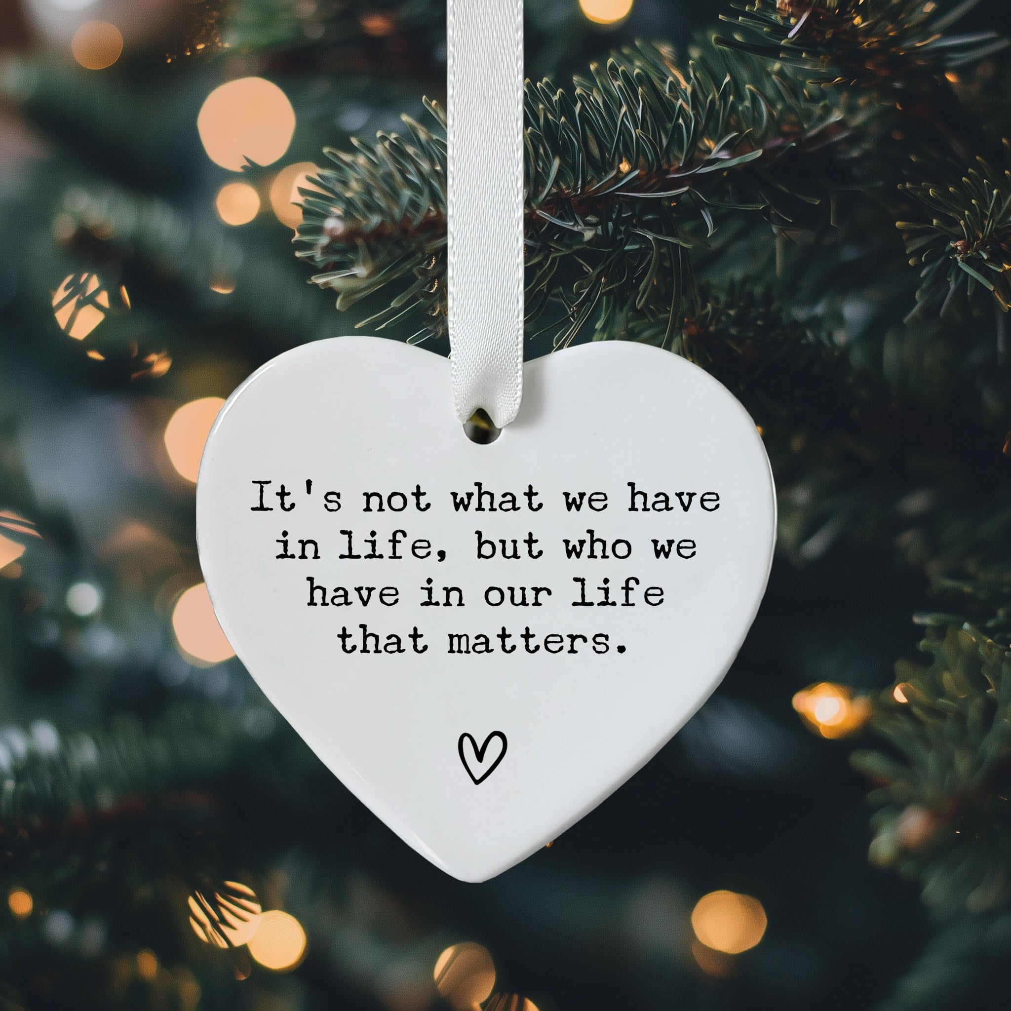 Double-sided printing ceramic heart ornament 3 inch