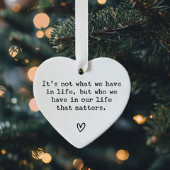 Double-sided printing ceramic heart ornament 3 inch