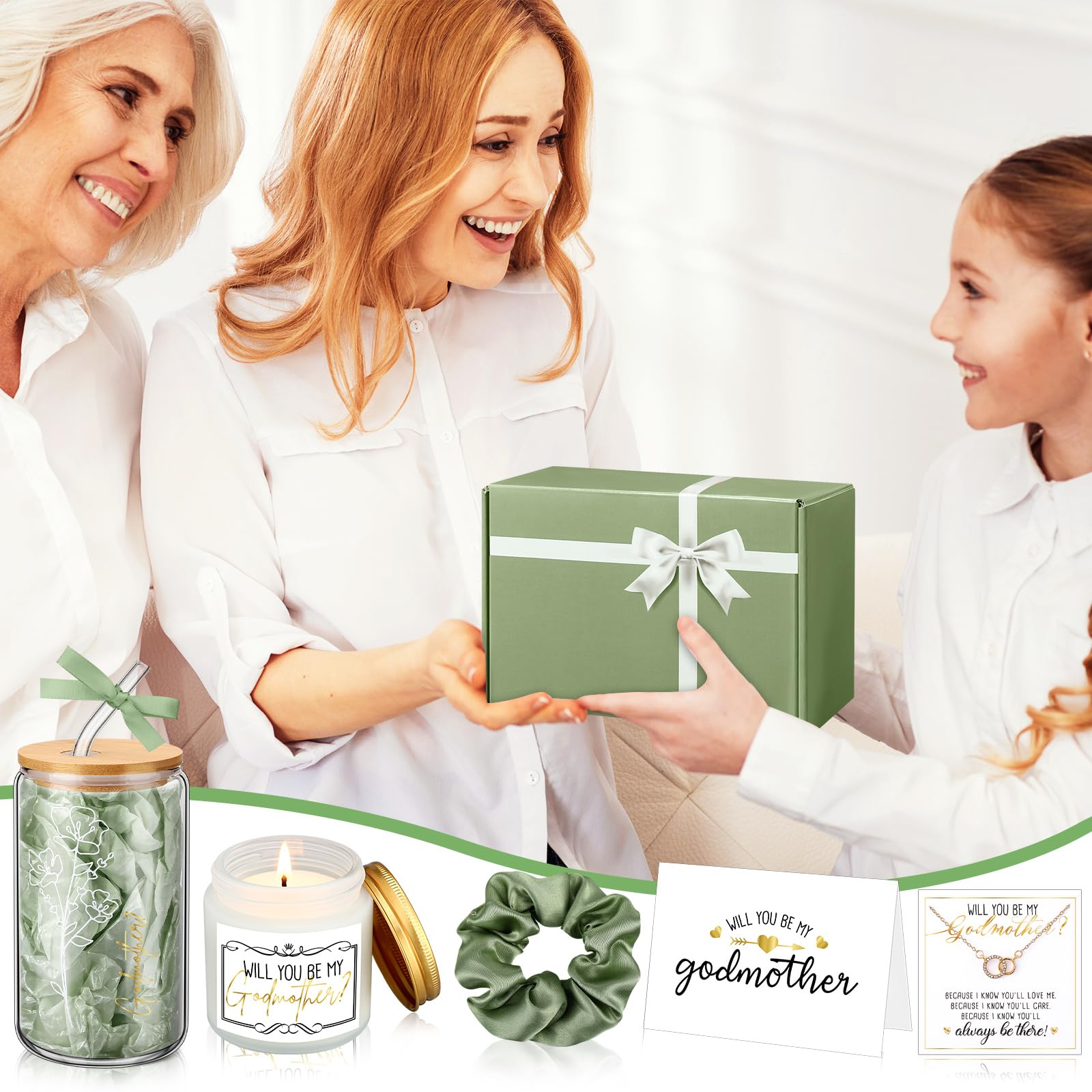 six piece godmother gift set for Baptisms and celebrations