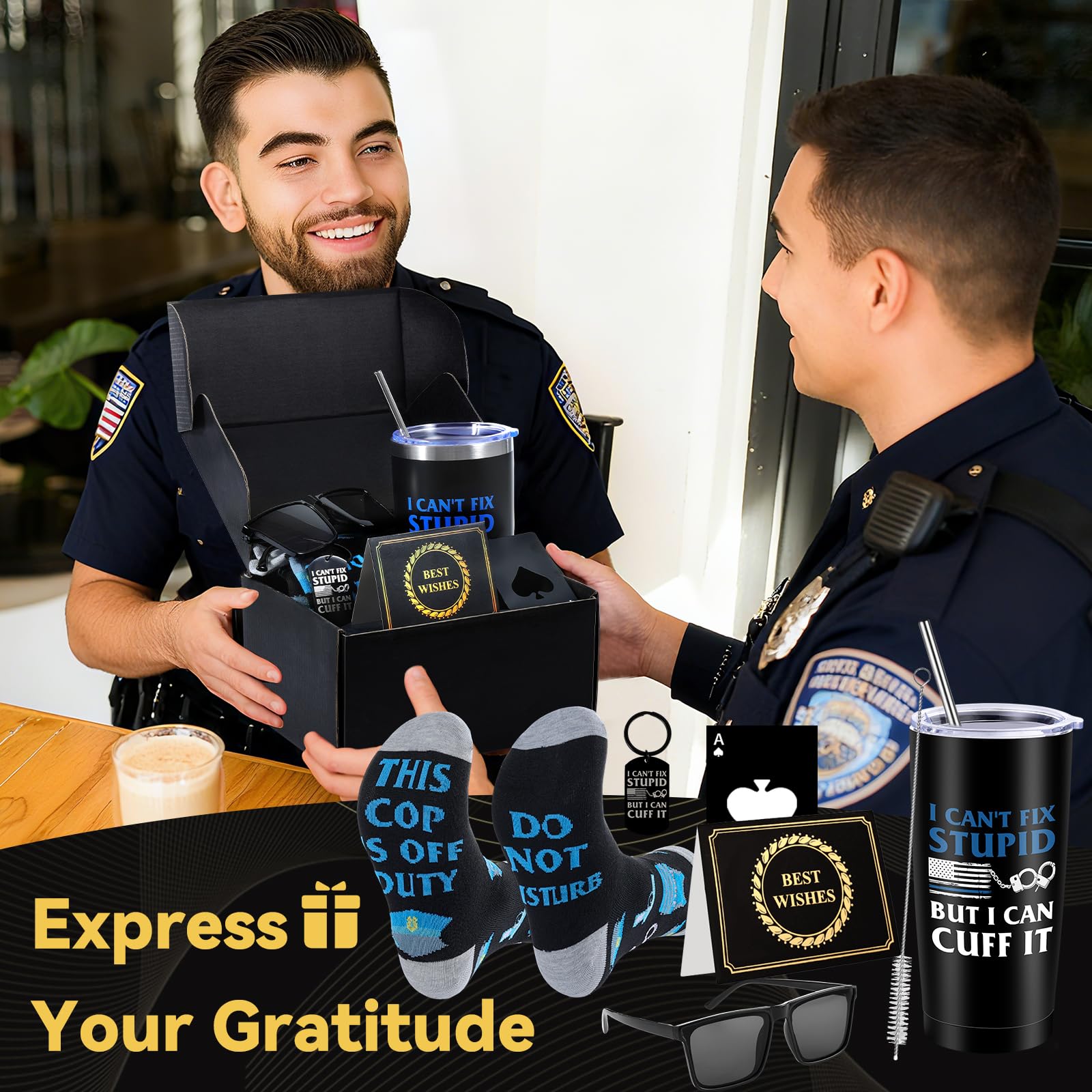 Gift box packaging for police gifts ready for gifting