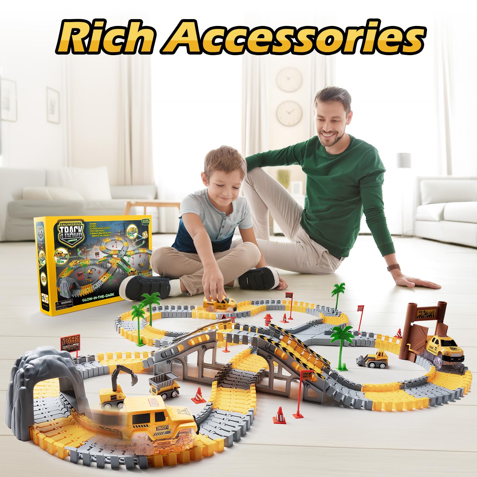 kids ages 3 to 6 enjoying buildable track play