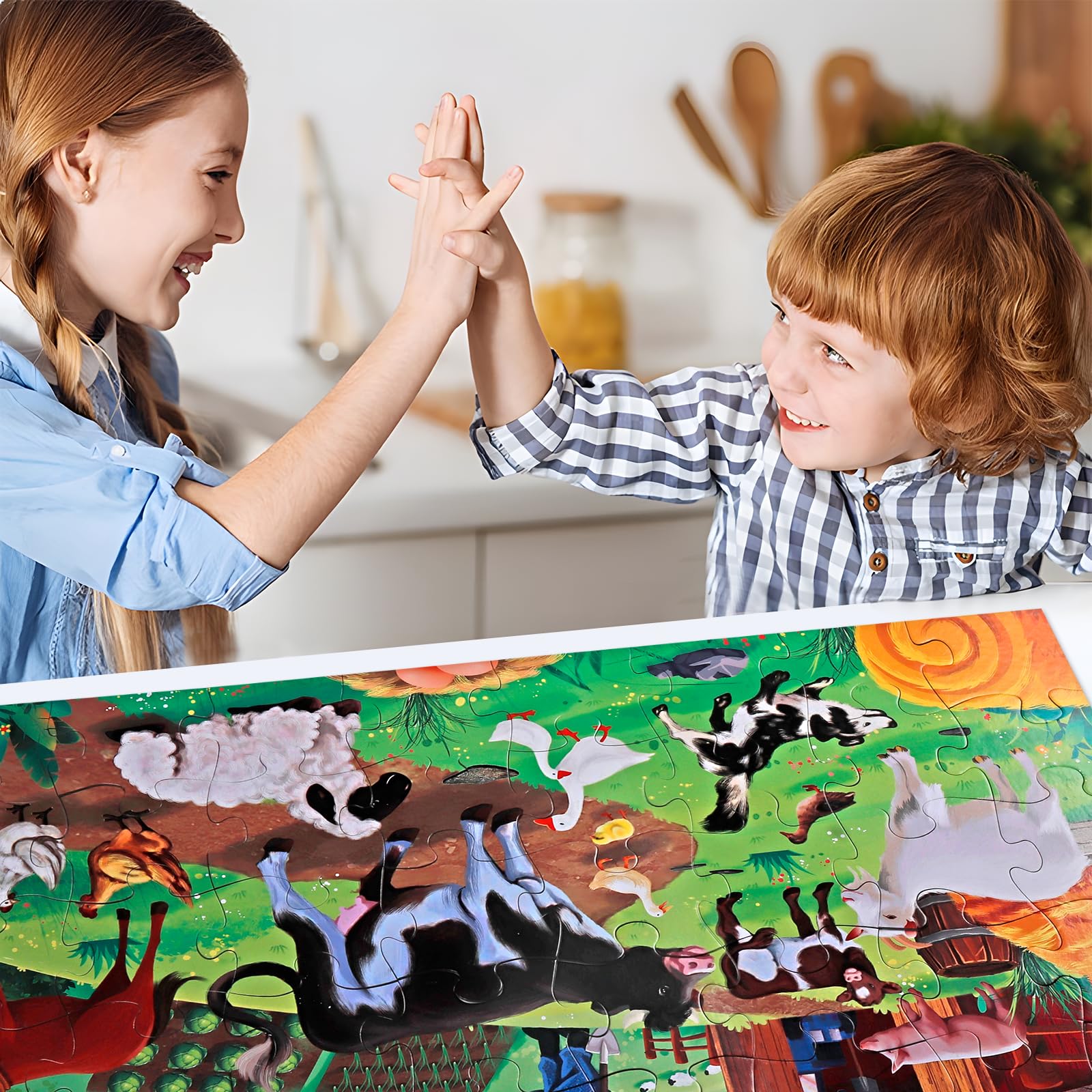 Farm family scene on a 48-piece jumbo puzzle