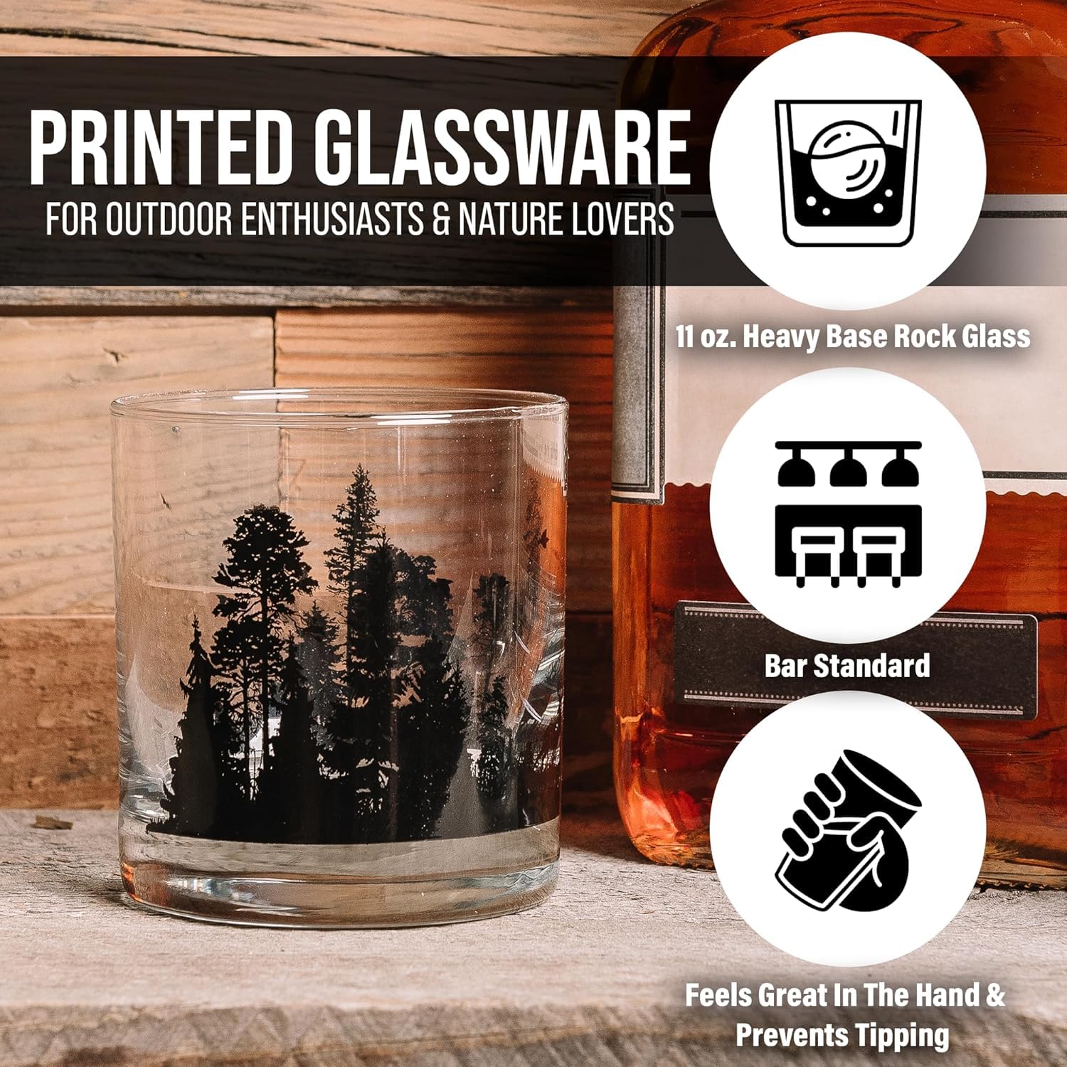 Gift-ready retail display boxes for whiskey glasses