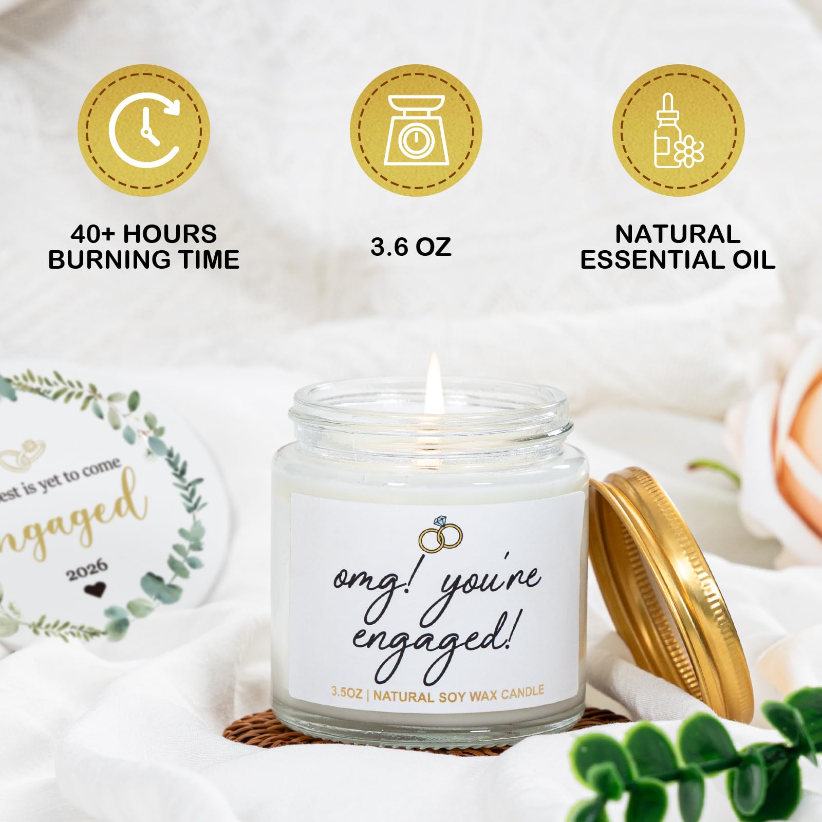 Scented candle included with wine glass gift set