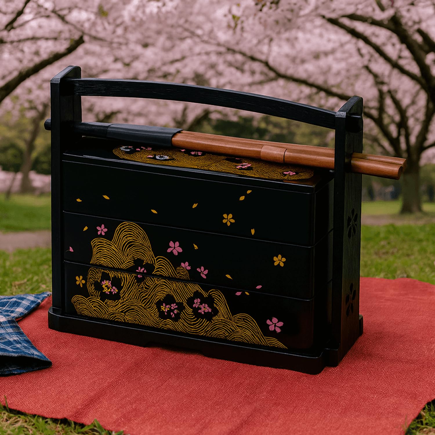 Gift boxed bento set with chopsticks and case