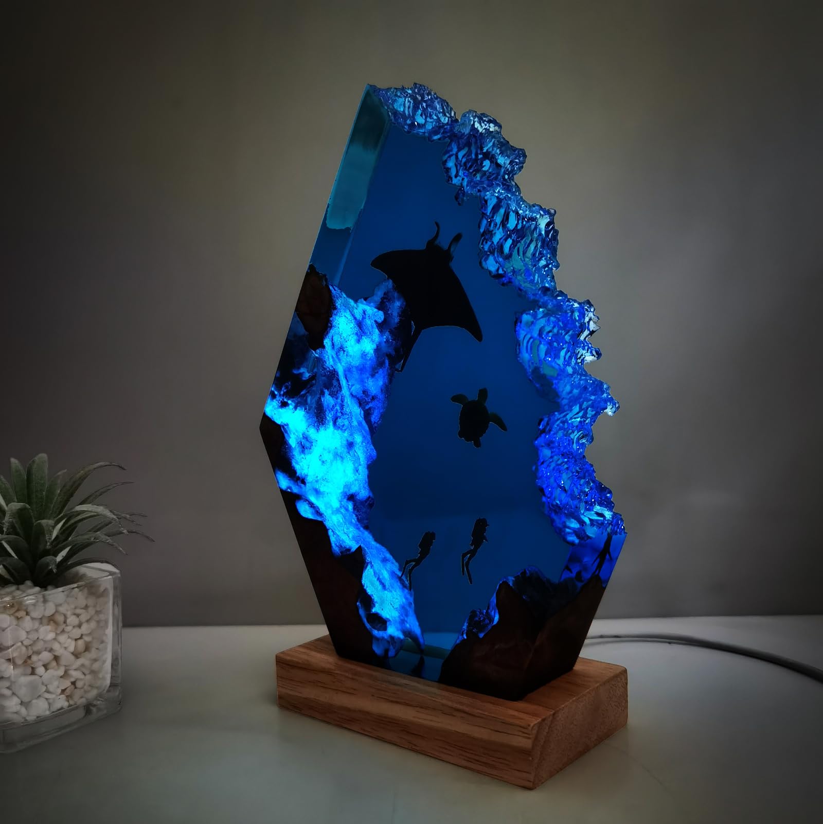 Resin wood night light decorative lamp