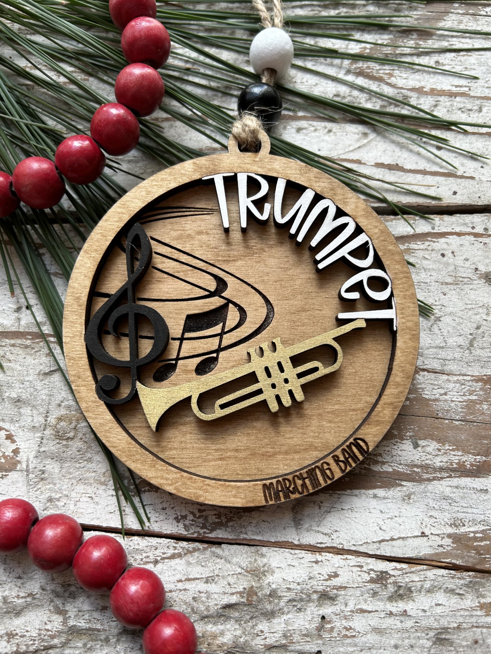 Gift for band director ornament with hanging twine and beads