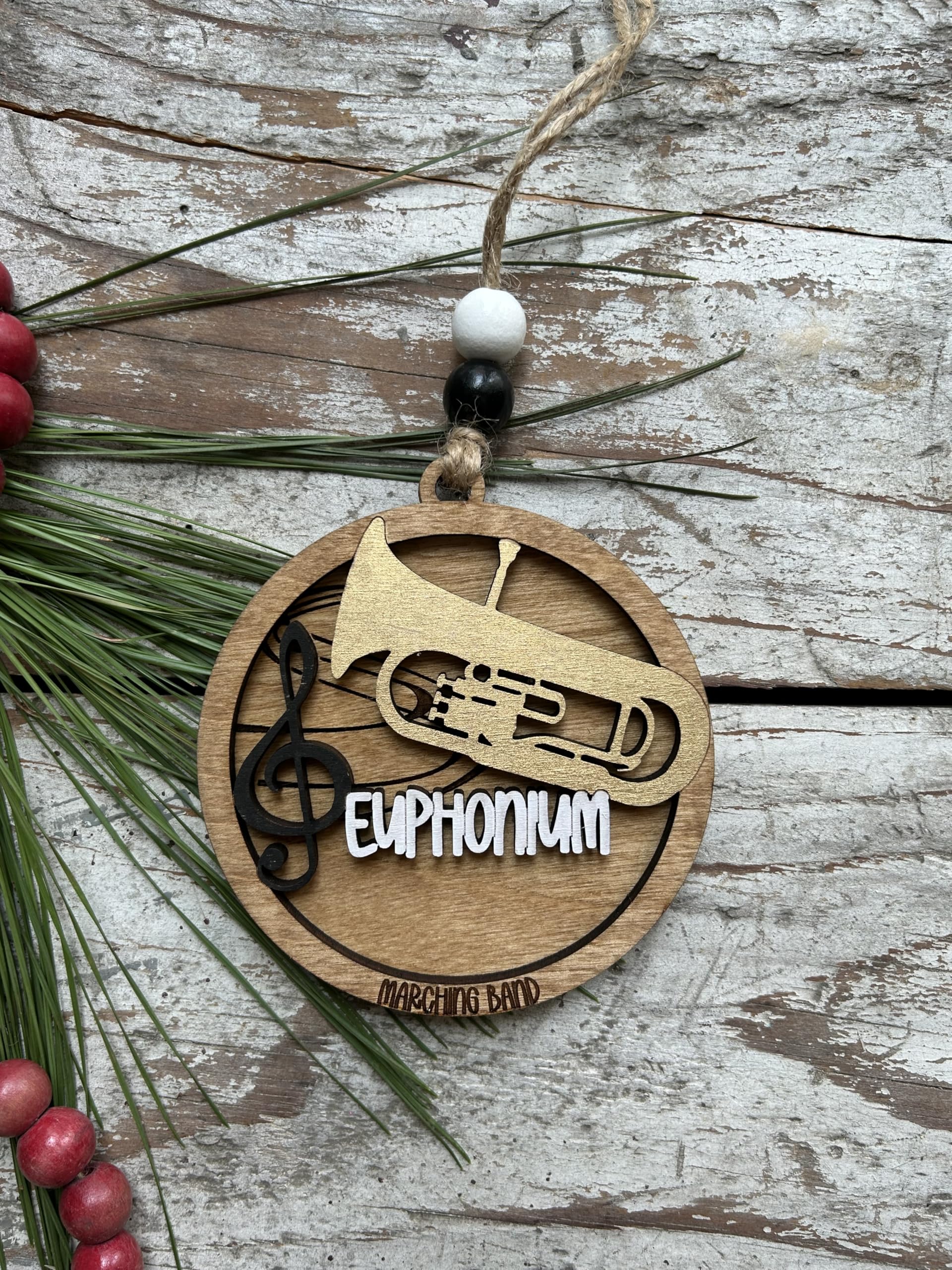 Laser-cut engraved euphonium band ornament decorative keepsake