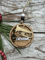 Laser-cut engraved euphonium band ornament decorative keepsake
