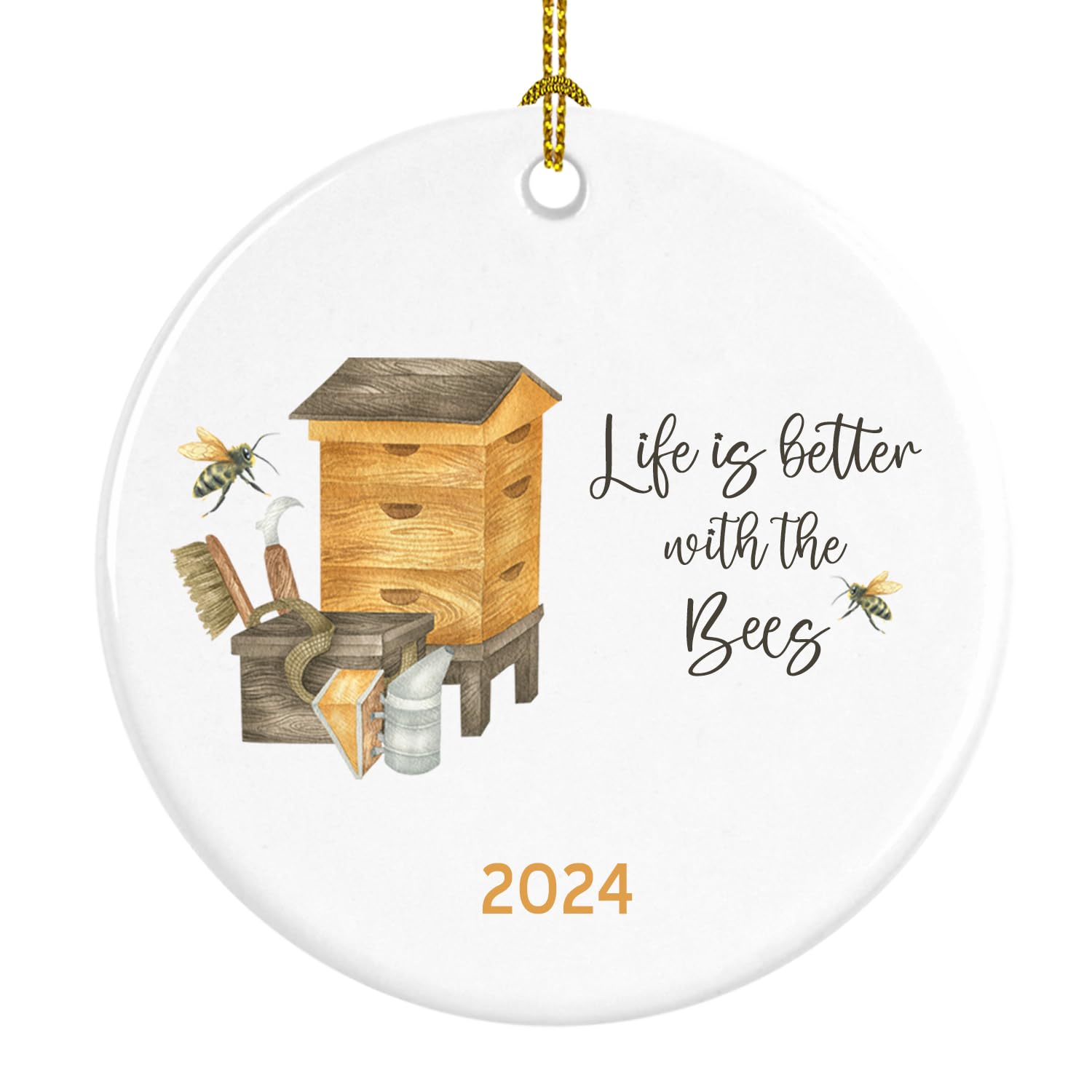 Gift for Bee Keeper ornament 2.75 inch round porcelain keepsake
