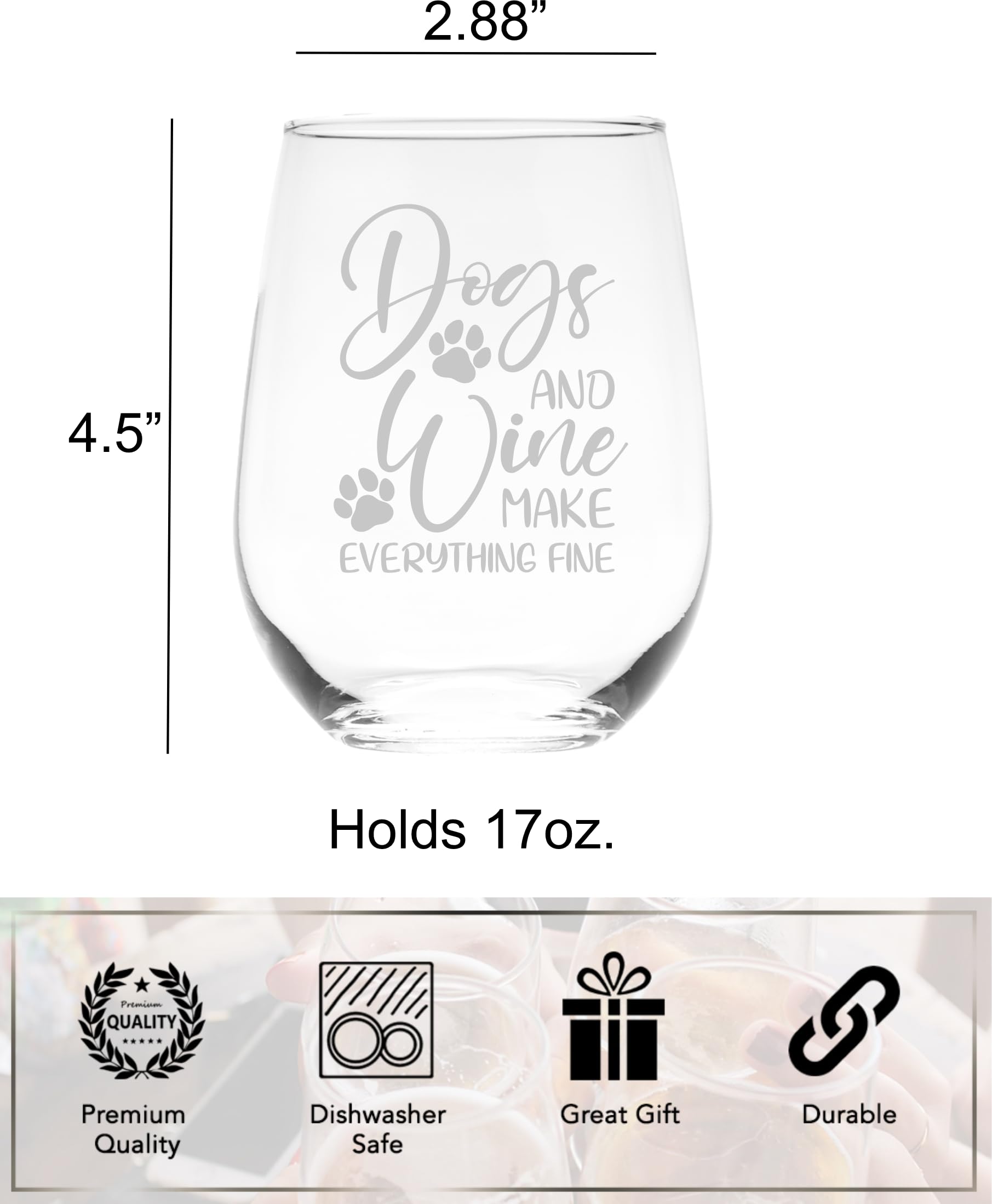 Gift idea dog lovers wine enthusiasts stemless glass packaging