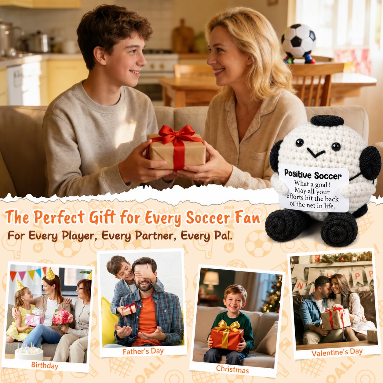 Soccer themed stress relief plush for game days