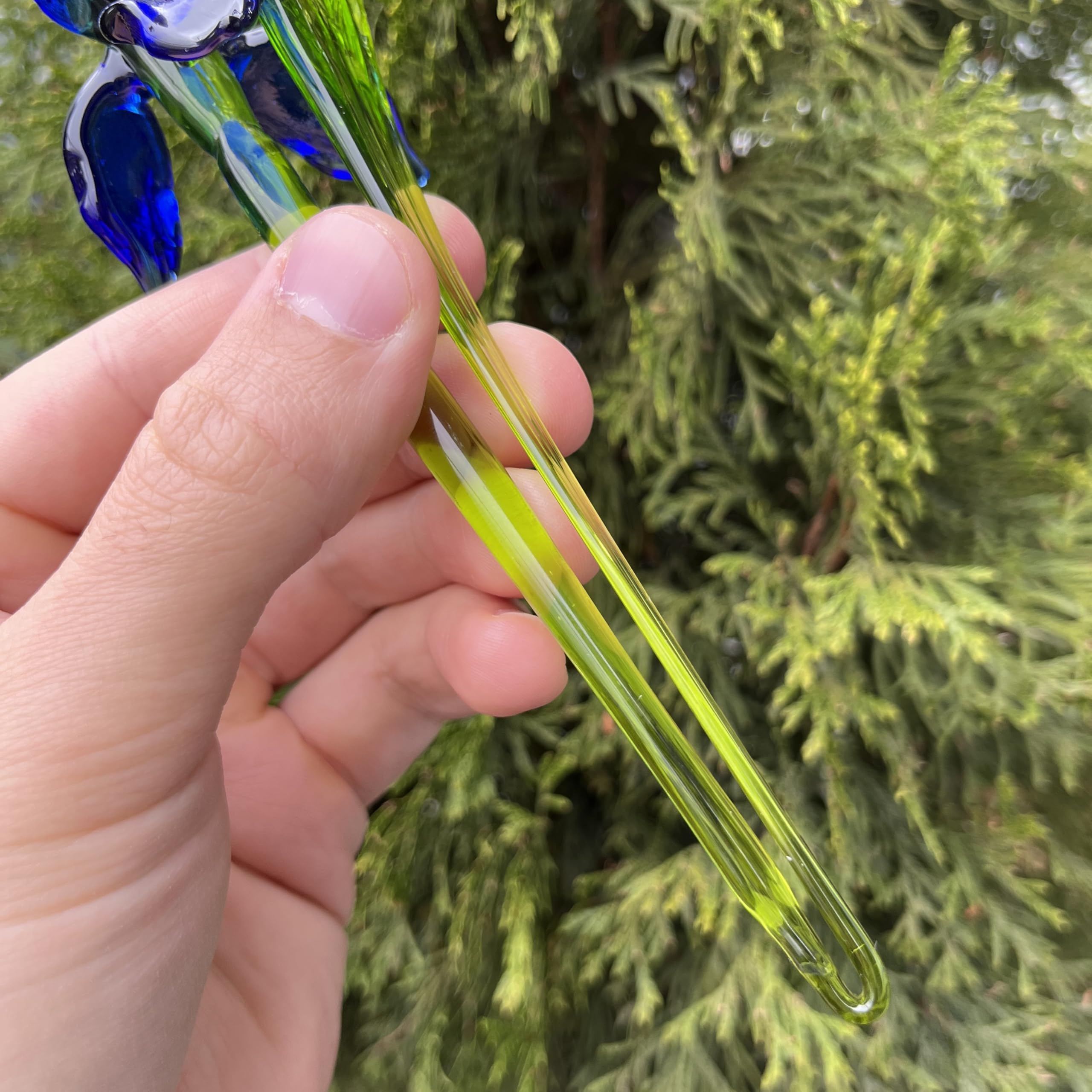 Blue glass iris collectible figurine portrait view