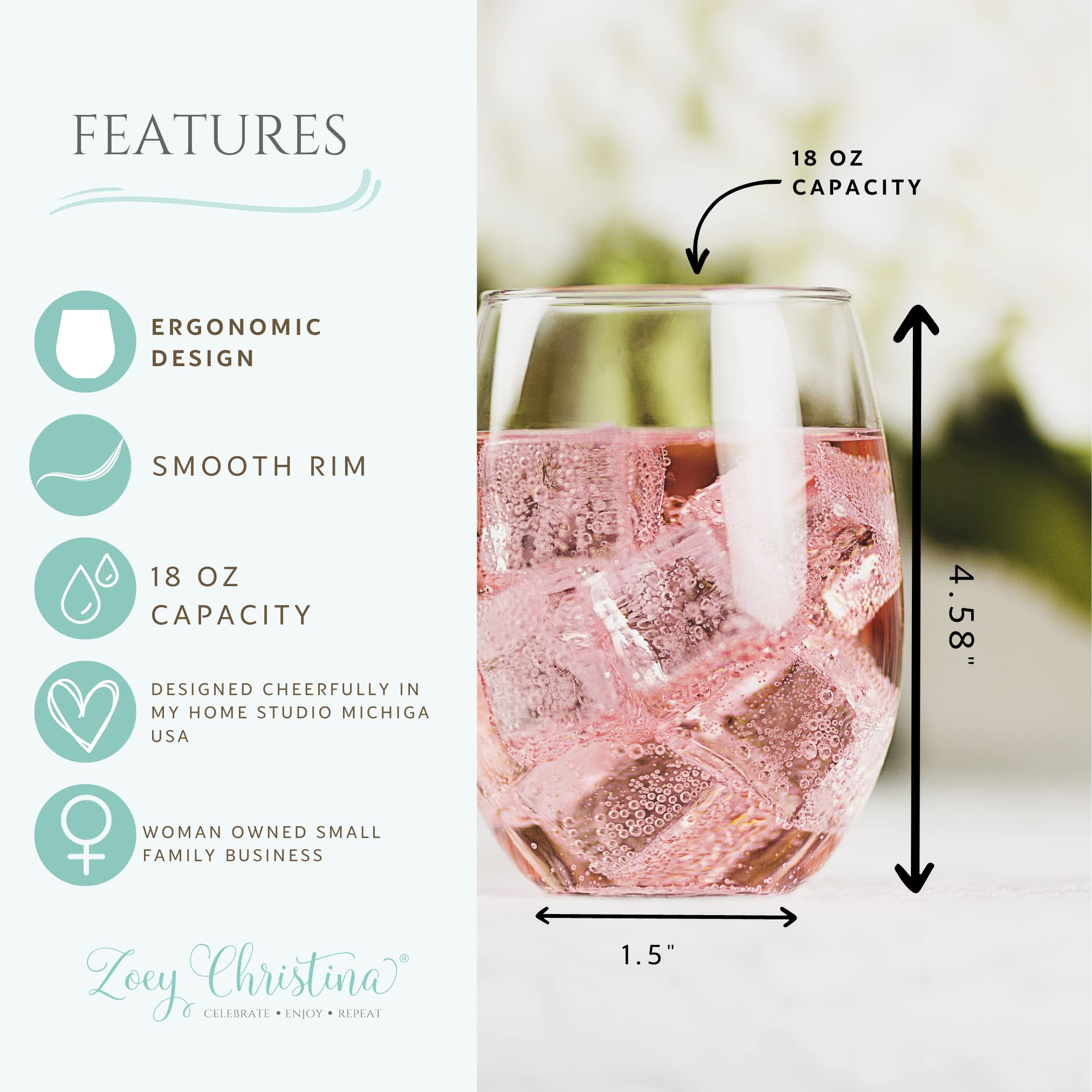 Hand wash only stemless wine glass foil finish