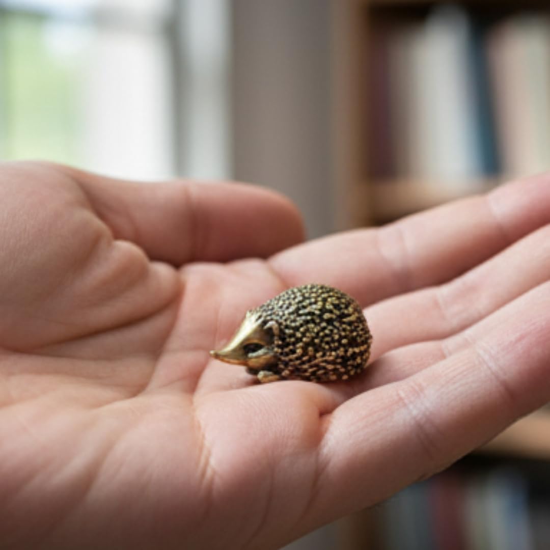 Gift ready hedgehog brass miniature