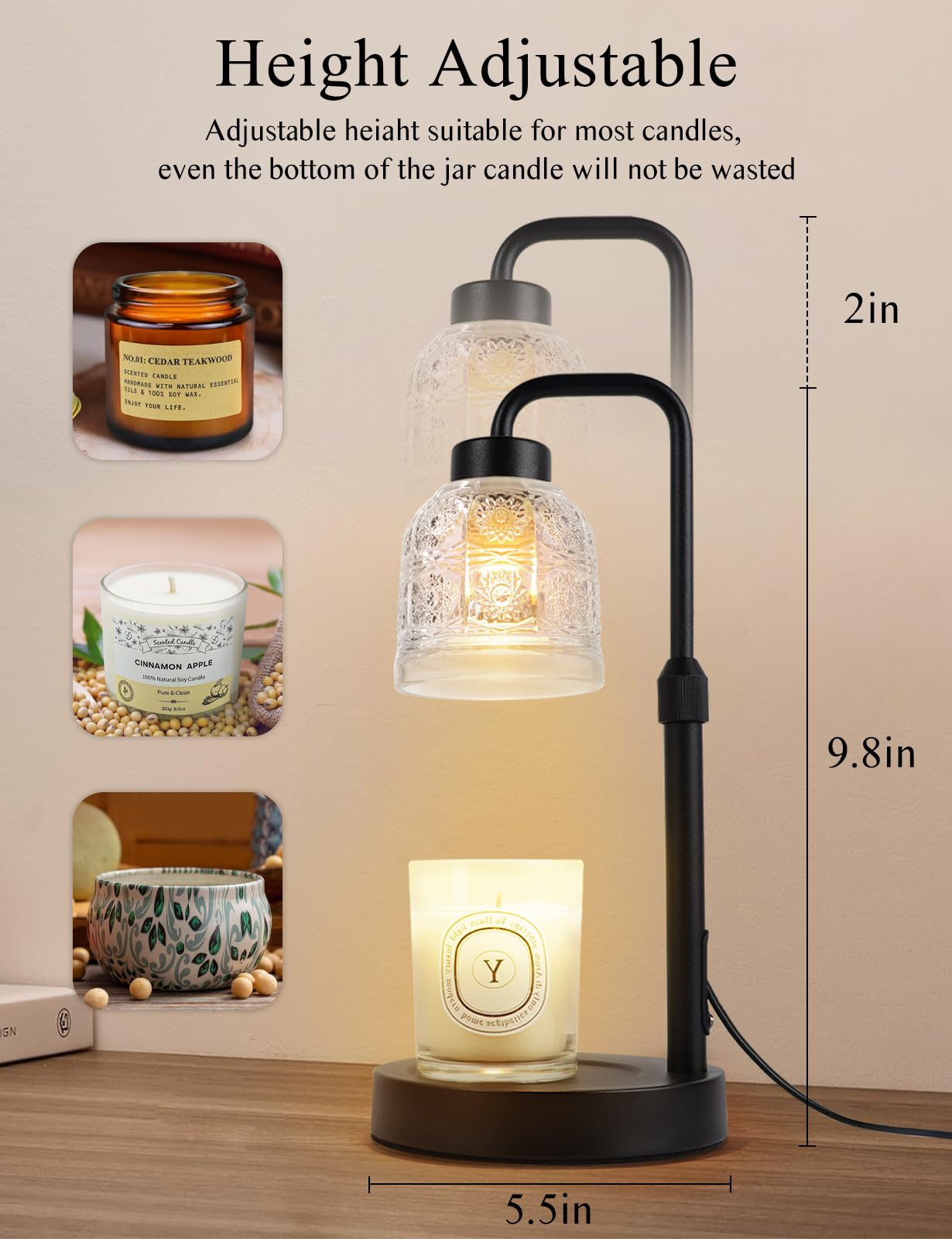 Jar candle warmer with storage grooves