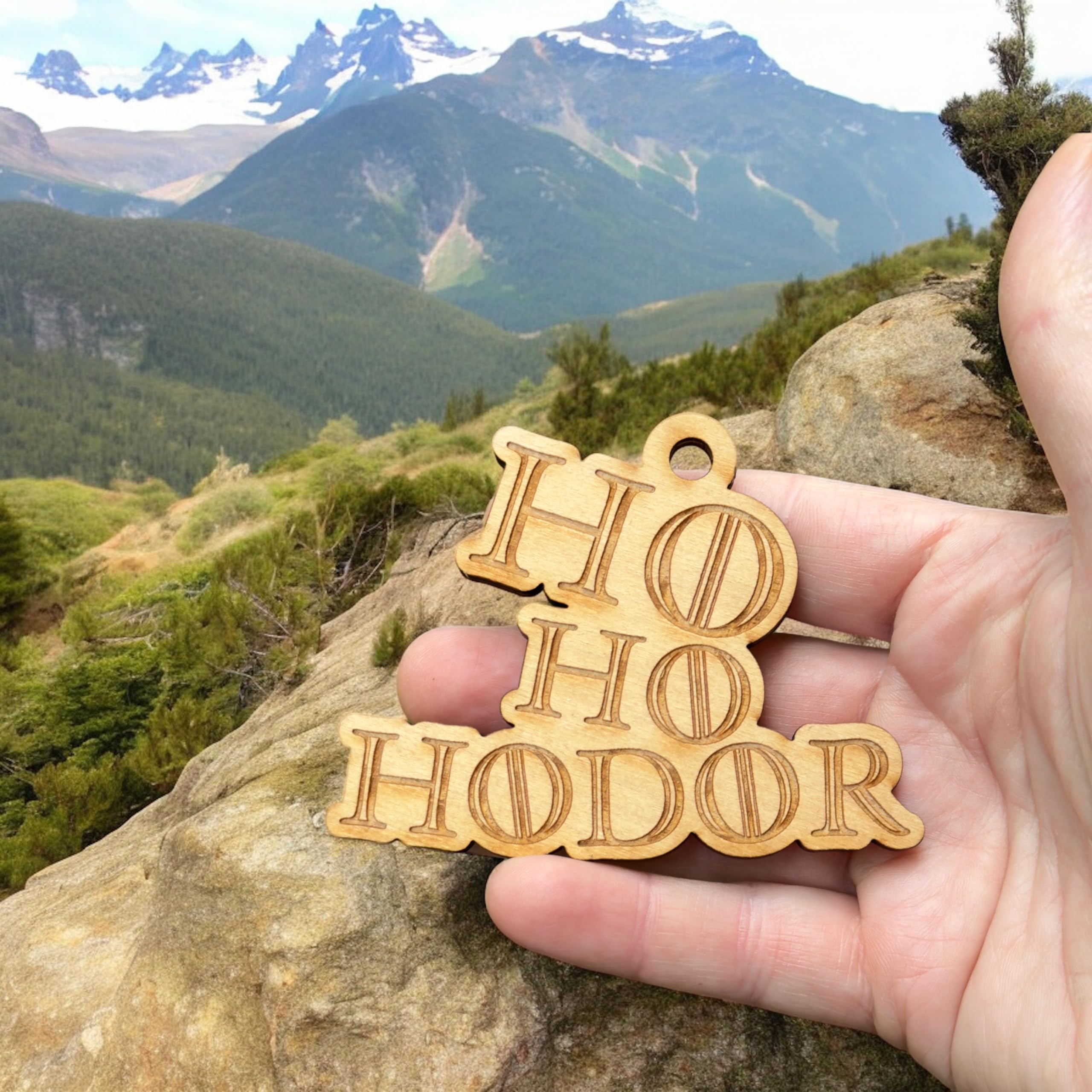 Giftable Ho Ho Hodor ornament 4x3in