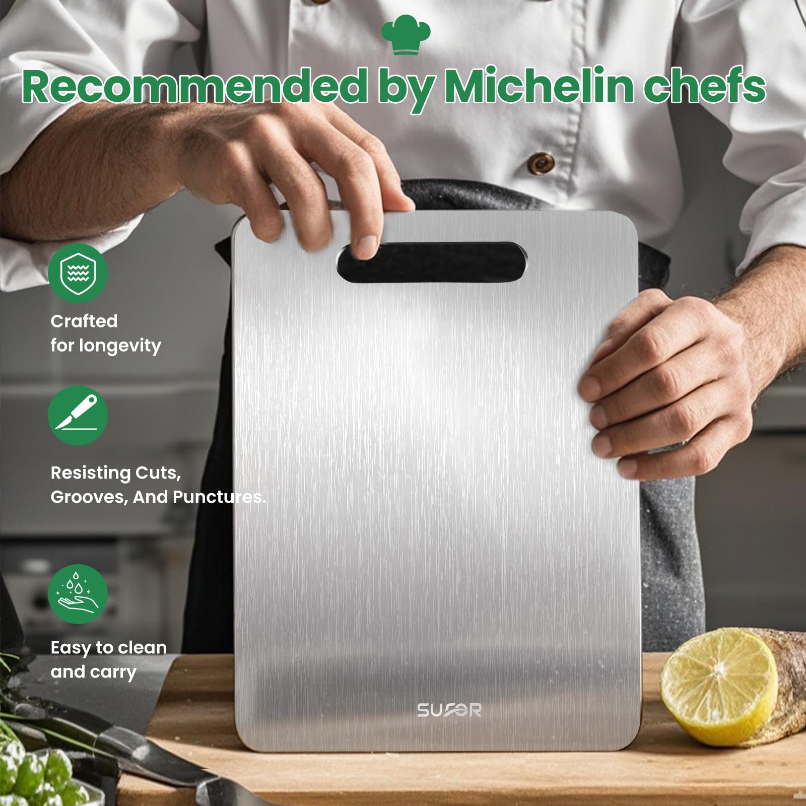 Gift-ready packaging for SUFOR titanium cutting board